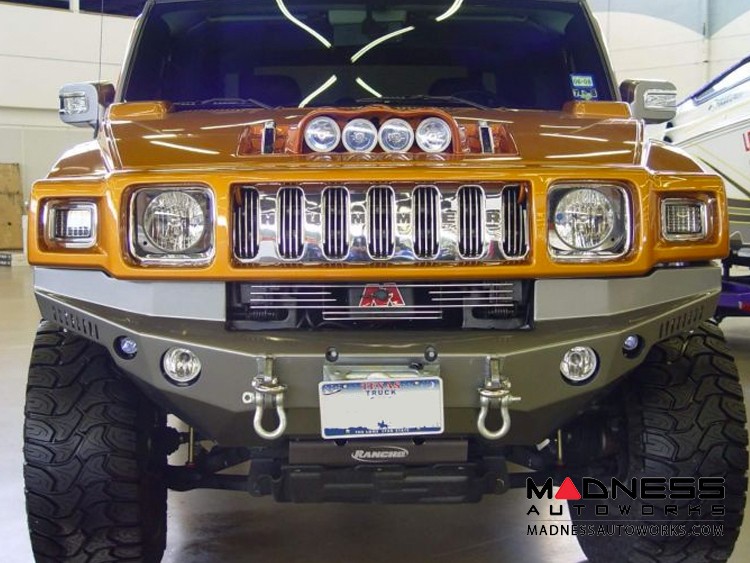 Hummer H2 Dakar Front Winch Bumper Raw Steel WARN M8000, 9.5xp